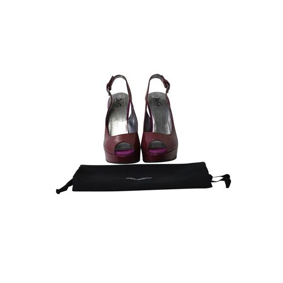 Dolce & Gabbana Slingback Peep Toe Wedges in Maroon Patent Leather - Picture 8 of 8